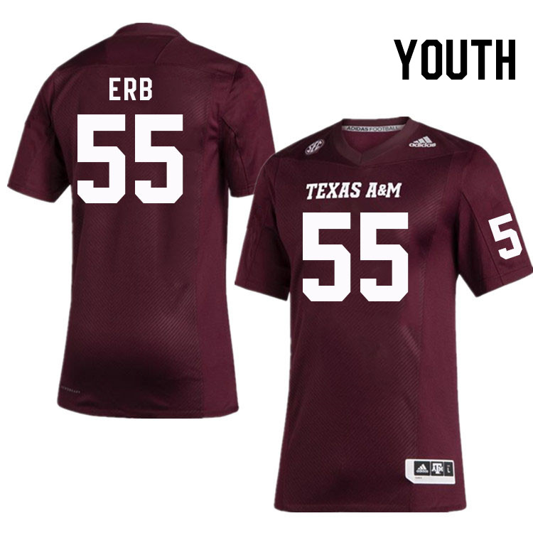 Youth #55 Hunter Erb Texas A&M Aggies College Football Jerseys Stitched Sale-Maroon - Click Image to Close